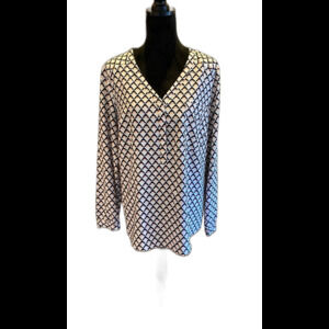 Merona Pink Navy Women’s Patterened Plus Size XL Blouse Top Work Casual Comfy!